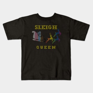 Sleigh Queen Fun Ugly Christmas Kids T-Shirt